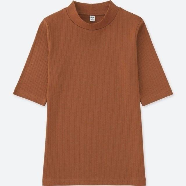 UNIQLO(ユニクロ)の【セール】ユニクロ リブハイネックT（五分袖） レディースのトップス(Tシャツ(長袖/七分))の商品写真