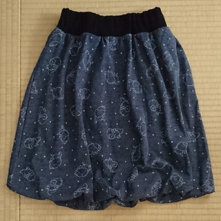 フェリシモ(FELISSIMO)のフェリシモ  ダンボ柄  デニム風 スカート  裾バルーン(ミニスカート)