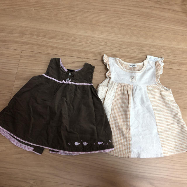 ELLE(エル)のタコゴリラ様専用 ELLEコーデュロイワンピース &キルトロンパース キッズ/ベビー/マタニティのベビー服(~85cm)(ロンパース)の商品写真