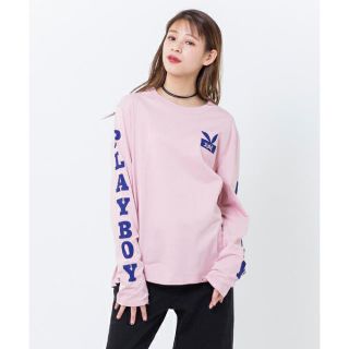 エックスガール(X-girl)の【X-girl × PLAYBOY】 SLEEVE LOGO L/S TEE(Tシャツ/カットソー(七分/長袖))