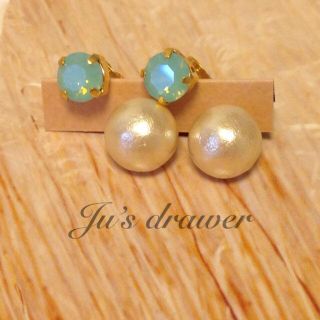 ▷パシフィックオパール×コットンパール◁(ピアス)