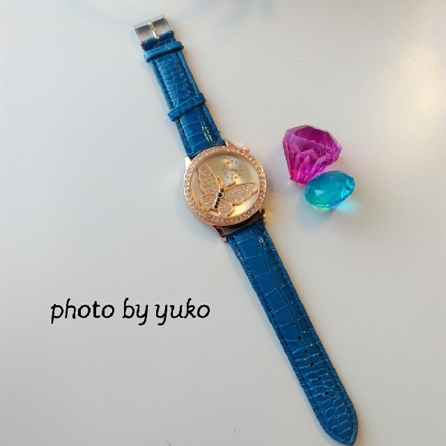 蝶々 クリスタル ウォッチ 時計 レディースのファッション小物(腕時計)の商品写真