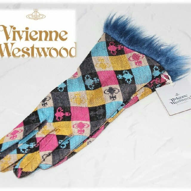 Vivienne Westwood(ヴィヴィアンウエストウッド)の新品【ヴィヴィアンウエストウッド】ファー付き カラフルオーブ手袋 21-22cm レディースのファッション小物(手袋)の商品写真
