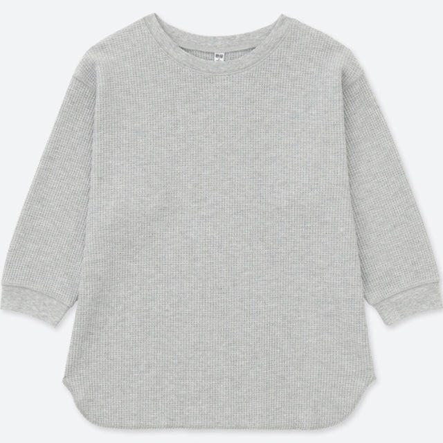 UNIQLO(ユニクロ)のUNIQLO ワッフルクルーネック グレー XL レディースのトップス(カットソー(長袖/七分))の商品写真