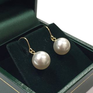 K18 スワロフスキー パールピアス フックピアス 真珠 18金ピアス 冠婚葬祭(ピアス)