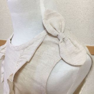 【夏物半額SALE】130cm 肩に大きなリボンの オーガニック ワンピース(ワンピース)