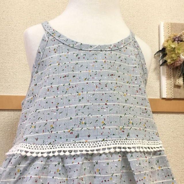 コットン100% 360度レースの キャミソール型ワンピース キッズ/ベビー/マタニティのキッズ服女の子用(90cm~)(ワンピース)の商品写真