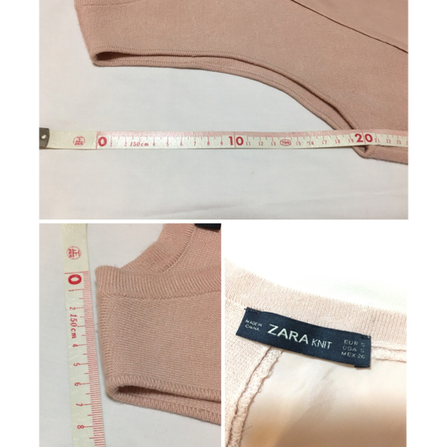 ZARA(ザラ)のZARA ピンク ノースリーブ トップス 前身頃 ドレープ デザイン 丸首 レディースのトップス(カットソー(半袖/袖なし))の商品写真