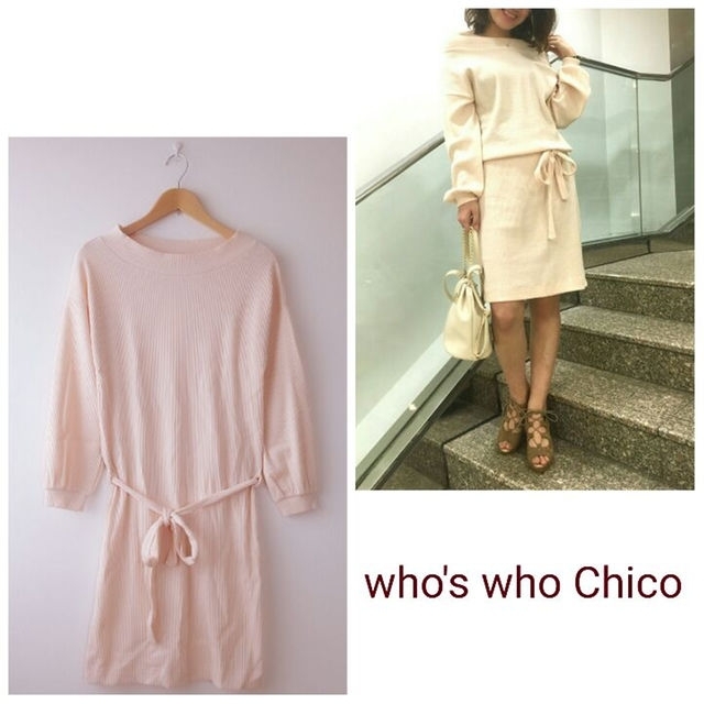 who's who Chico(フーズフーチコ)の【who's who Chico】新品  オフショルワンピース レディースのワンピース(ひざ丈ワンピース)の商品写真