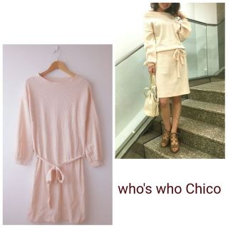 フーズフーチコ(who's who Chico)の【who's who Chico】新品  オフショルワンピース(ひざ丈ワンピース)