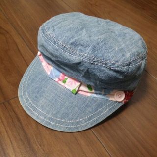 ベビーギャップ(babyGAP)の★baby gap  花柄デニムマリンキャップ風　46センチ(帽子)