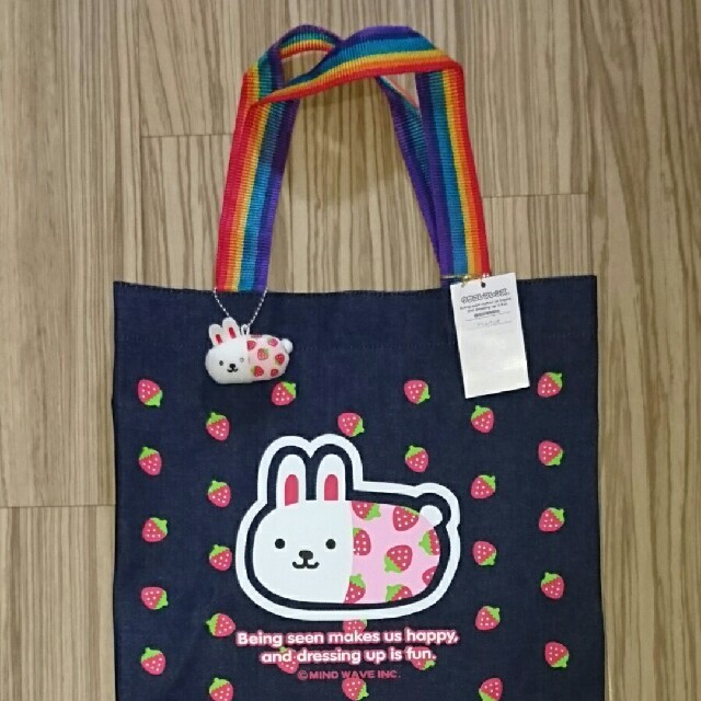 未使用品 ウサコレフレンズ デニムバッグ イチゴウサギ Lサイズ 未使用品 ウサコレフレンズ デニムバッグ イチゴウサギ Lサイズ