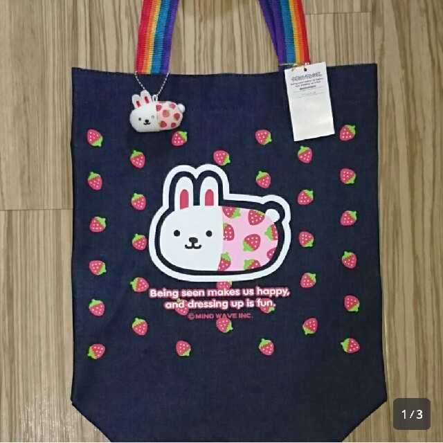 未使用品 ウサコレフレンズ デニムバッグ イチゴウサギ Lサイズ