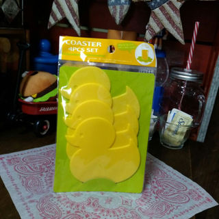 キッチン雑貨　あひる　コースター　黄色　セット　パーティー　グランピング(テーブル用品)