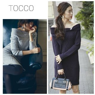 トッコ(tocco)の新品　TOCCO オフショルニットワンピース(ミニワンピース)