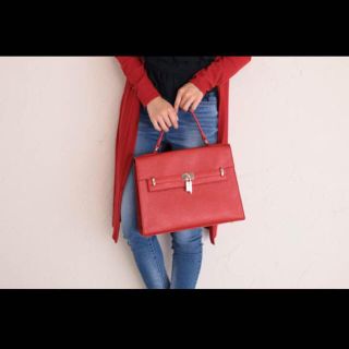 リエンダ(rienda)の美品！rienda♡ダブルカデナBAG RED(大きい方のみ)(ハンドバッグ)