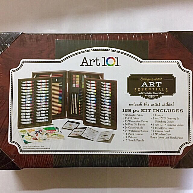 【わかな様専用】art101 絵の具、色鉛筆など158点セット  木製ケース付 エンタメ/ホビーのアート用品(絵の具/ポスターカラー)の商品写真