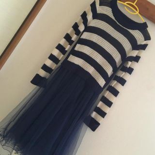 ダブルクローゼット(w closet)のw closet＊ドッキングチュールワンピース(ひざ丈ワンピース)