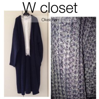 ダブルクローゼット(w closet)の今季AW新作☆片畦ロングカーディガン ネイビー(カーディガン)