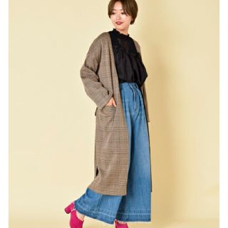 ダブルクローゼット(w closet)の【新品】ダブルクローゼット グレンチェックガウン(ガウンコート)