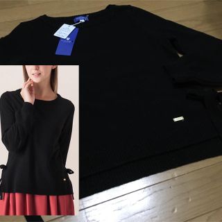 バーバリーブルーレーベル(BURBERRY BLUE LABEL)のブルーレーベルクレストブリッジ★黒ニットおりぼんカットソー新品★バーバリー(ニット/セーター)