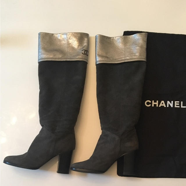 靴/シューズ正規品 CHANEL ロングブーツ 35ハーフ