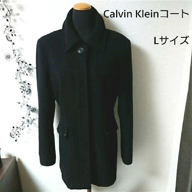 Calvin Klein(カルバンクライン)のCalvin Klein(カルバン・クライン)カシミア混ウールステンカラーコート レディースのジャケット/アウター(ピーコート)の商品写真