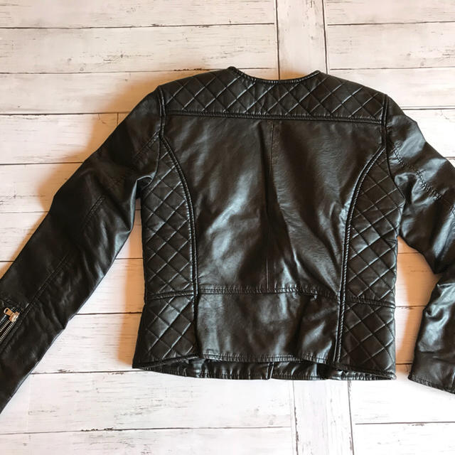 【H&M】黒ブラック 合皮シングルライダース風ジャケット Mサイズ位