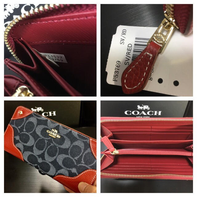 COACH(コーチ)のセール❣️新品コーチ長財布 F53769デニム ネイビー×レッド  レディースのファッション小物(財布)の商品写真