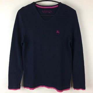 バーバリーブラックレーベル(BURBERRY BLACK LABEL)の美品 BURBERRY BLACK LABEL 長袖Vネックカットソー ネイビー(Tシャツ/カットソー(七分/長袖))