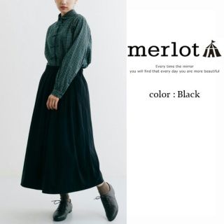 メルロー(merlot)の秋冬新作*◌⑅⃝♡*メルロー スエード調スカート ブラック 黒(ひざ丈ワンピース)