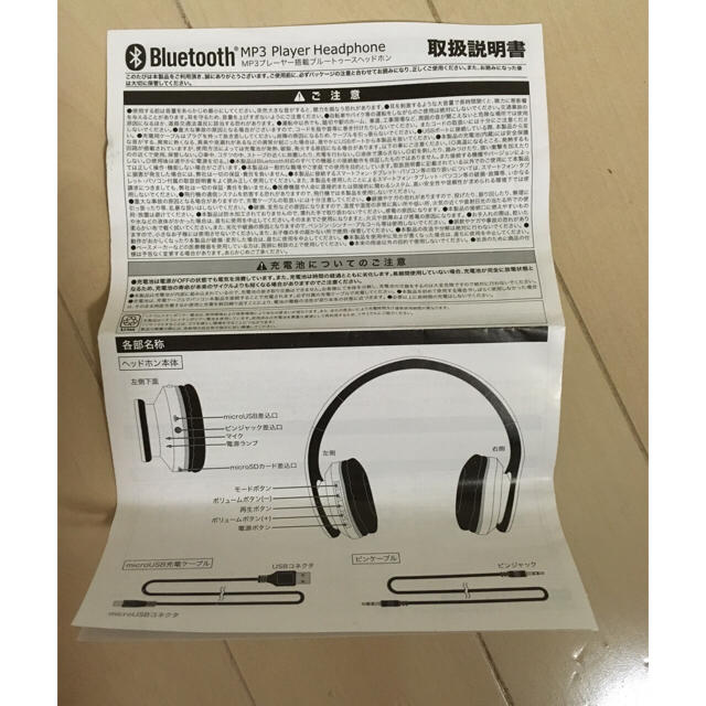 Bluetooth MP3プレイヤーヘッドホン スマホ/家電/カメラのオーディオ機器(ヘッドフォン/イヤフォン)の商品写真