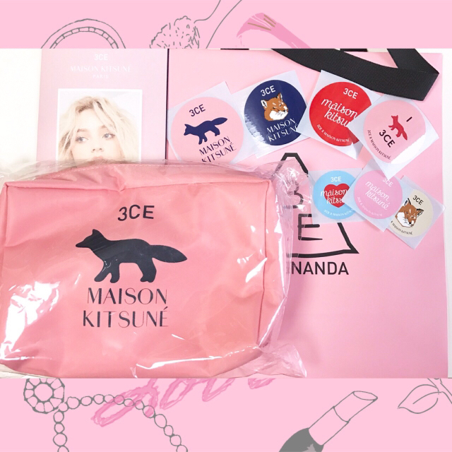 3ce(スリーシーイー)の3CE ✖️MAISON KITSUNE POUCH    PINK レディースのファッション小物(ポーチ)の商品写真