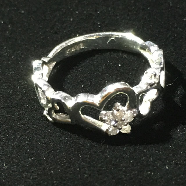 K14WG ハートモチーフに星模様のダイヤ付きリング レディースのアクセサリー(リング(指輪))の商品写真