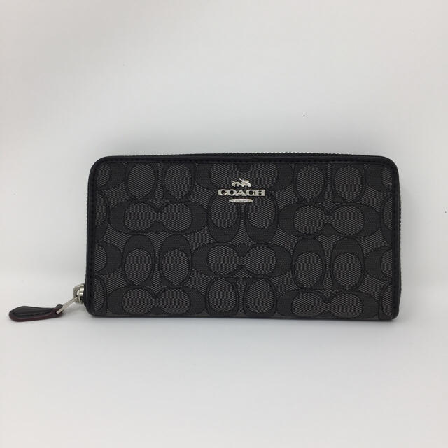 COACH(コーチ)の 新作！COACH レザーパイピング×シグネチャーWALLET ダークグレー レディースのファッション小物(財布)の商品写真