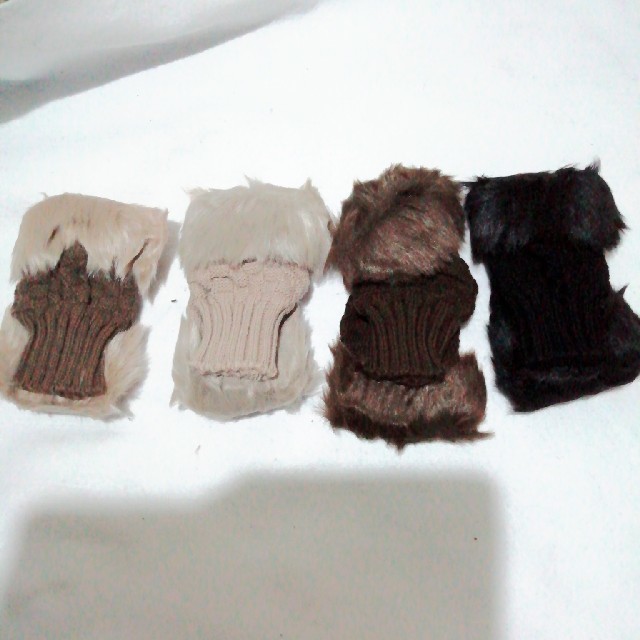 ★フィンガーレス フェイクファー 手袋 ブラウン×3 レディースのファッション小物(手袋)の商品写真
