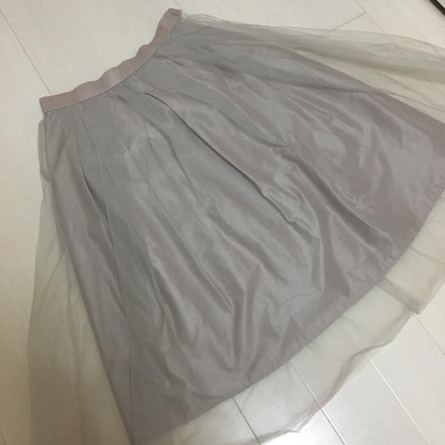 FRAY I.D(フレイアイディー)のフレイI.D. チュールスカート ピンク ベージュ 膝丈 レディースのスカート(ひざ丈スカート)の商品写真