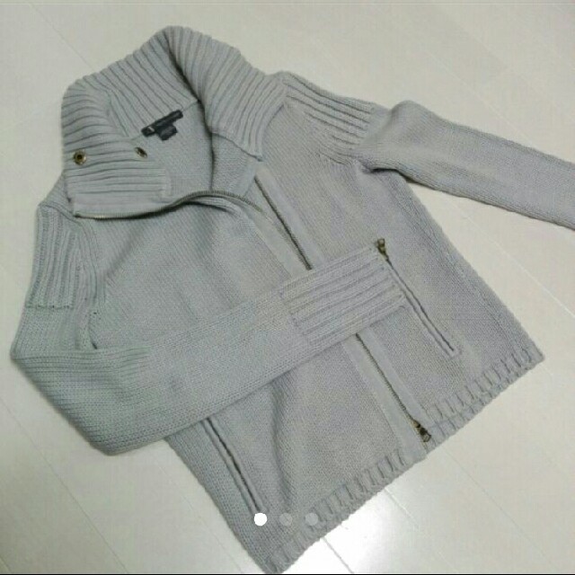 ARMANI EXCHANGE(アルマーニエクスチェンジ)の【超美品】ライダース ニット【グレー】 レディースのジャケット/アウター(ライダースジャケット)の商品写真