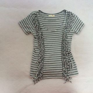 リッチ(rich)のrich ボーダーフリルトップス♡美品(Tシャツ(半袖/袖なし))