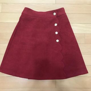 オリーブデオリーブ(OLIVEdesOLIVE)の美品 OLIVE de OLIVE フェイクスエード スカラップ ラップ(ミニスカート)