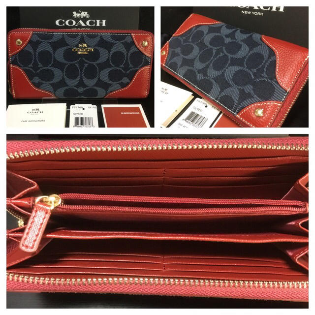 COACH(コーチ)のセール❣️新品コーチ 長財布 F53769デニム ネイビー×クラシックレッド レディースのファッション小物(財布)の商品写真