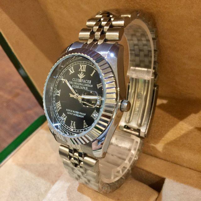 大幅値引き！定番のローマ数字タイプ♪メンズ腕時計★ブラック×シルバー メンズの時計(金属ベルト)の商品写真