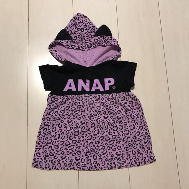 ANAP Kids(アナップキッズ)のアナップ☆耳付きフードチュニック☆レギンスセット！ キッズ/ベビー/マタニティのベビー服(~85cm)(Ｔシャツ)の商品写真