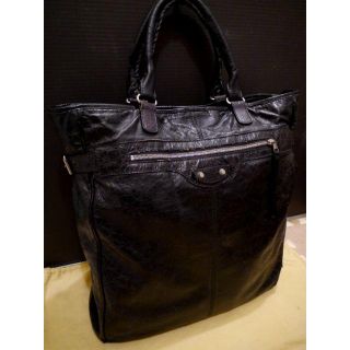 バレンシアガ(Balenciaga)のレア◆BALENCIAGA バレンシアガ ヘキサゴン A4対応 レザー バッグ黒(トートバッグ)