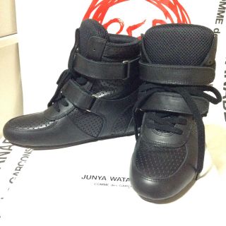 ジュンヤワタナベコムデギャルソン(JUNYA WATANABE COMME des GARCONS)の【新品】JUNYA WATANABE インヒールレザースニーカー 黒 S(スニーカー)