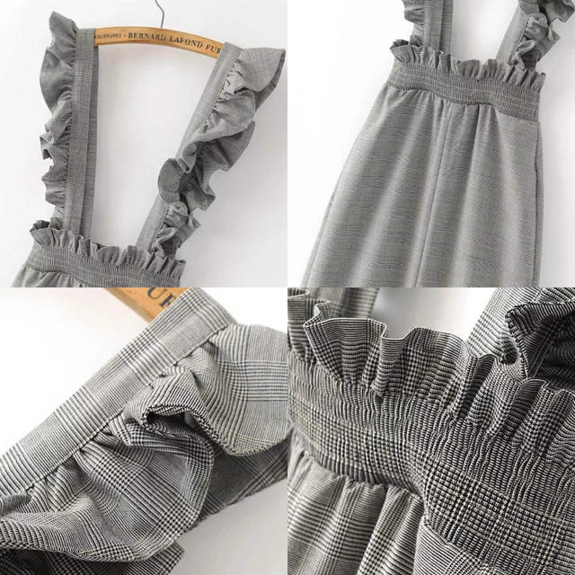 グレンチェックフリルサロペットスカート レディースのパンツ(サロペット/オーバーオール)の商品写真