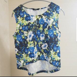 エモダ(EMODA)の最終！サマーセール‼【EMODA】花柄タンクトップ  Sサイズ TOPS ブルー(タンクトップ)