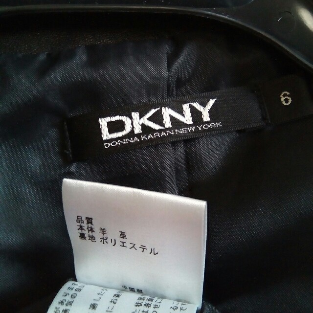 羊革 ノーカラーライダースジャケット DKNY - ライダースジャケット