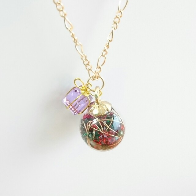 ガラスドーム ネックレス プレゼント ハンドメイドのアクセサリー(ネックレス)の商品写真