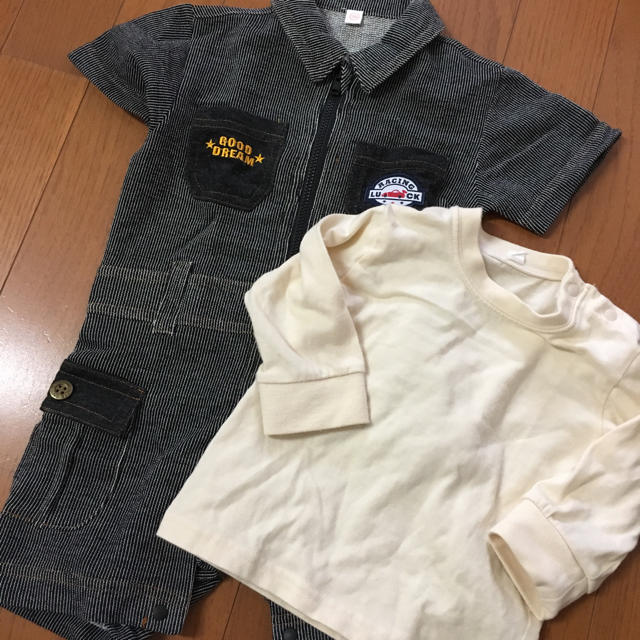 新品 ベビー服 2点セット キッズ/ベビー/マタニティのベビー服(~85cm)(カバーオール)の商品写真